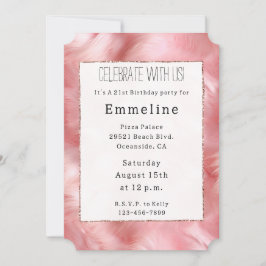 Rosa Glitter Rosa Päls Inbjudningar