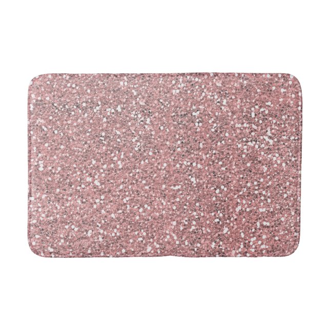 Rosa Glitter Roséguld Rodnad Glamör Gnistra Badrumsmatta (Framsidan)