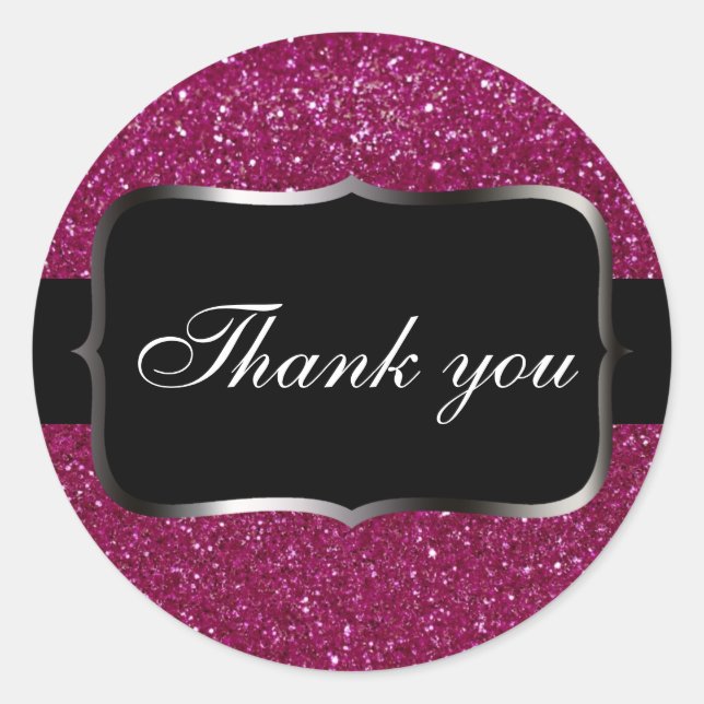 Rosa glitter runt klistermärke (Framsida)