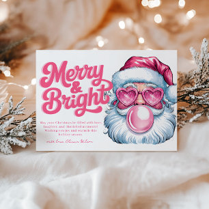 Rosa Glitter Santa Modern Chic julkort