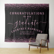 Rosa Glitter Script Calligraphy Black Studenten