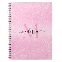 Rosa Glitter Script Namn Monogram