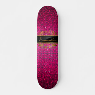 Rosa Glitter Sequin Disco Glitz Mini Skateboard