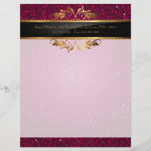 Rosa Glitter Sequin Disco Letterhead Stationery Brevhuvud