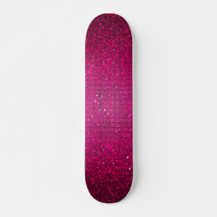 Rosa Glitter Sequin Disco Old school Skateboard