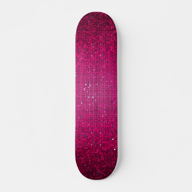 Rosa Glitter Sequin Disco Old school Skateboard (Framsida)