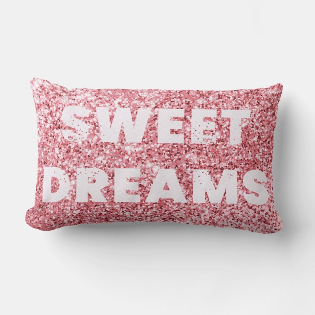 Rosa Glitter Shimmer Sweet Dreams Girly Chic Lumbarkudde (Framsida)