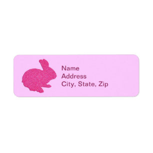 Rosa Glitter Silhouette Bunny Adressetiketter Returadress Etikett