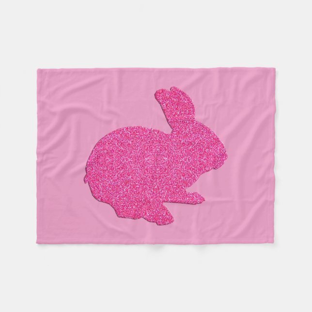 Rosa Glitter Silhouette Bunny Fleece Blanket (Framsidan (Horisontell))