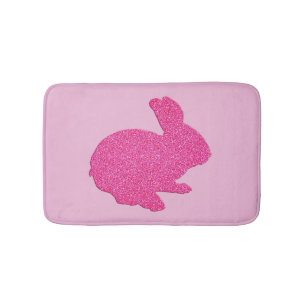 Rosa Glitter Silhouette Bunny Rabbit Bath Mat Badrumsmatta