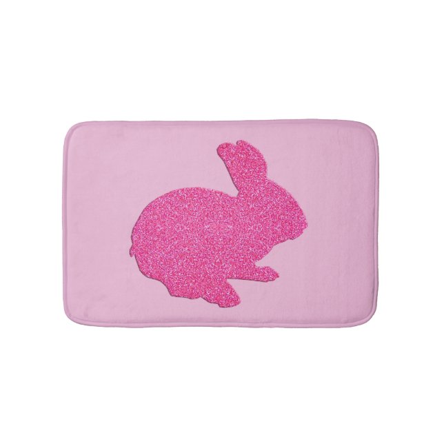 Rosa Glitter Silhouette Bunny Rabbit Bath Mat Badrumsmatta (Framsidan)