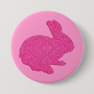 Rosa Glitter Silhouette Påskhare Button Knapp