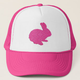 Rosa Glitter Silhouette Påskhare Hat Keps