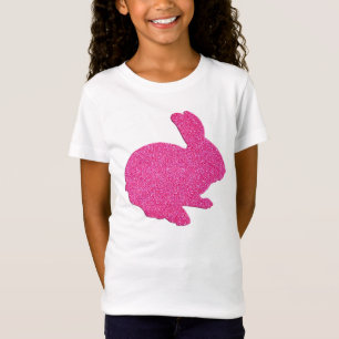 Rosa Glitter Silhouette Påskhare Shirt Tee