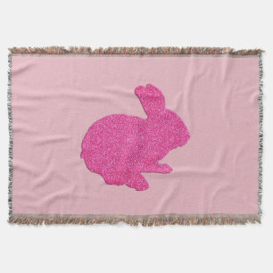 Rosa Glitter Silhouette Påskhare Throw Blanket Mysfilt