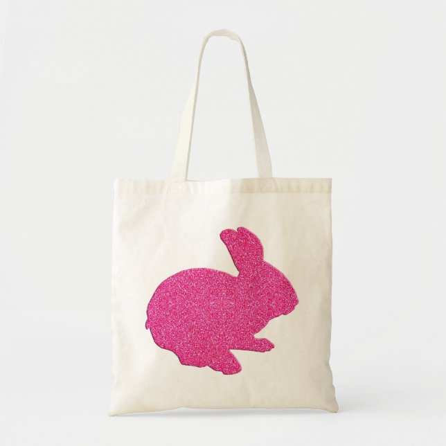 Rosa Glitter Silhouette Påskhare Tote Bag Tygkasse (Framsidan)