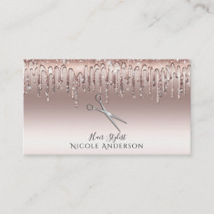 Rosa glitter silver salong frisör sax visitkort
