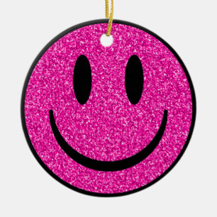 Rosa Glitter sjömil Ansikte Julgransprydnad Keramik