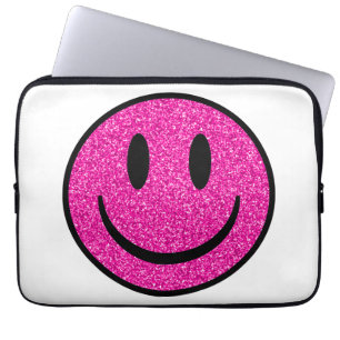 Rosa Glitter sjömil Ansikte Laptop Fodral