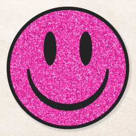 Rosa Glitter sjömil Ansikte Underlägg Papper Rund