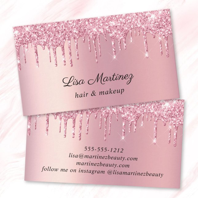 Rosa glitter skönhet visitkort (Pink Glitter Beauty Business Card)
