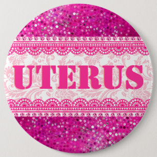 Rosa Glitter & Snöre GOP Uterus Obsession Knapp