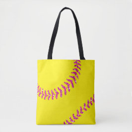 Rosa Glitter Softball Stitches Tygkasse