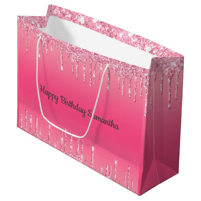 Rosa glitter som droppar Glamoröst trendigt chic m (Framsidan Vinklad)