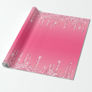 Rosa glitter som droppar Glamoröst trendigt chic m Presentpapper
