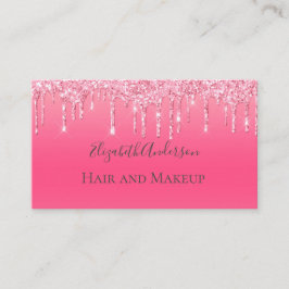 Rosa glitter som droppar Glamoröst trendigt chic m Visitkort