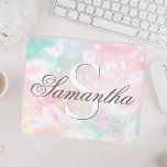 Rosa Glitter Söt Bokeh Mönster Musmatta<br><div class="desc">Anpassa enkelt den här söt rosan vid glitter mönster med ditt eget namn och/eller monogram.</div>