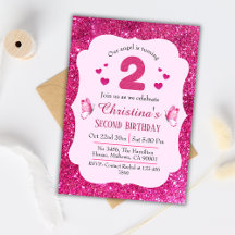 Rosa glitter, söt, pulserande, andra födelsedag