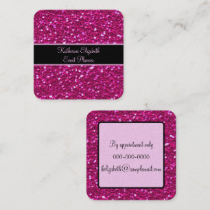 Rosa Glitter Sparkles Girly Glam Fyrkantigt Visitkort