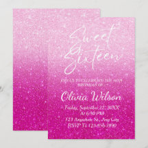 Rosa Glitter Sparkles Ombre Sweet 16
