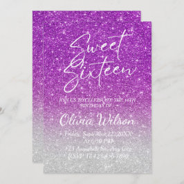 Rosa Glitter Sparkles Ombre Sweet 16 Inbjudningar