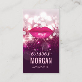 Rosa Glitter Sparkling Makeup Artist Red Läppar Visitkort