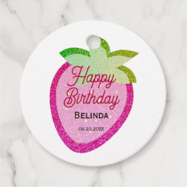 Rosa Glitter Sparkling Y2K Jordgubbersdagen Gåvor Etiketter