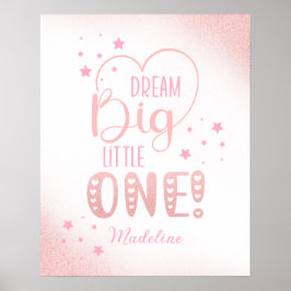 Rosa Glitter Starry Dream Big Little One Heart Poster