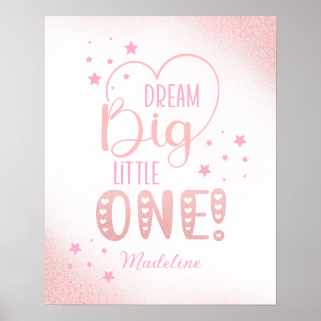 Rosa Glitter Starry Dream Big Little One Heart Poster (Framsidan)