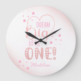 Rosa Glitter Starry Dream Big Little One Heart Stor Klocka