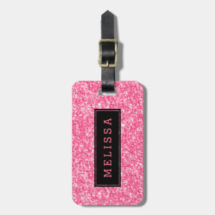 Rosa Glitter Struktur med svart accent Bagagebricka