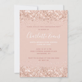 Rosa Glitter Studenten Inbjudningar