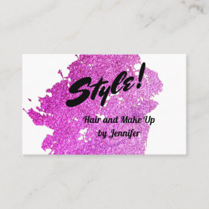 Rosa Glitter Stylist, Beauty Visitkort