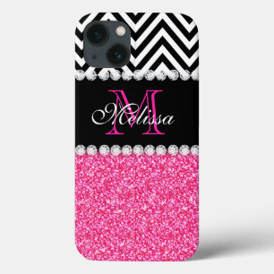 ROSA GLITTER SVART CHEVRON MONOGRAMID
