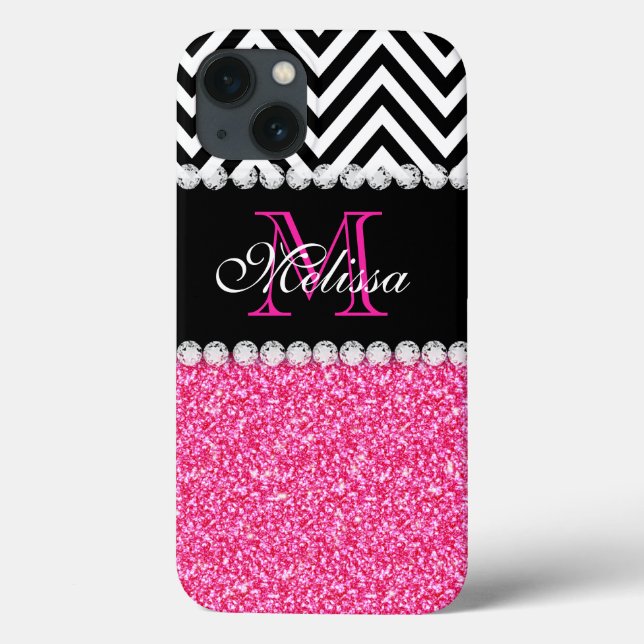 ROSA GLITTER SVART CHEVRON MONOGRAMID (Baksida)