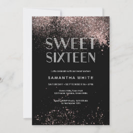 Rosa glitter Sweet sixteen födelsedagsinbjudan Inbjudningar