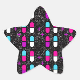 rosa glitter tabletter stjärnformat klistermärke