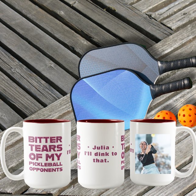 Rosa Glitter Tårar av mina Pickleball-motståndare Två-Tonad Mugg (Bitter tears of my pickleball opponents Pink Glitter Girly Typography #PickleballHumor #pickleball)