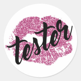 Rosa Glitter Tester Stickers Runt Klistermärke