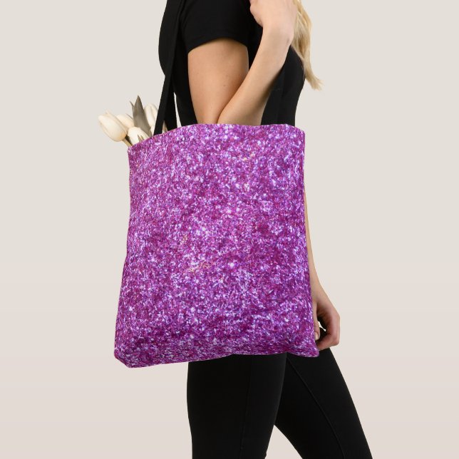 Rosa Glitter Tote Bag Tygkasse (Närbild)